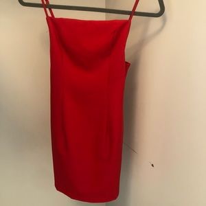 Red Satin Tie Back Mini Dress